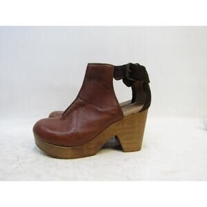 Free People Womens Size 38 EUR Brown Leather Buckle Heeled Ankle Booties